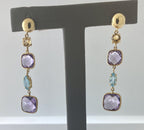 18kt Yellow Gold Amethyst, Blue Topaz And Citrine Drop Earring