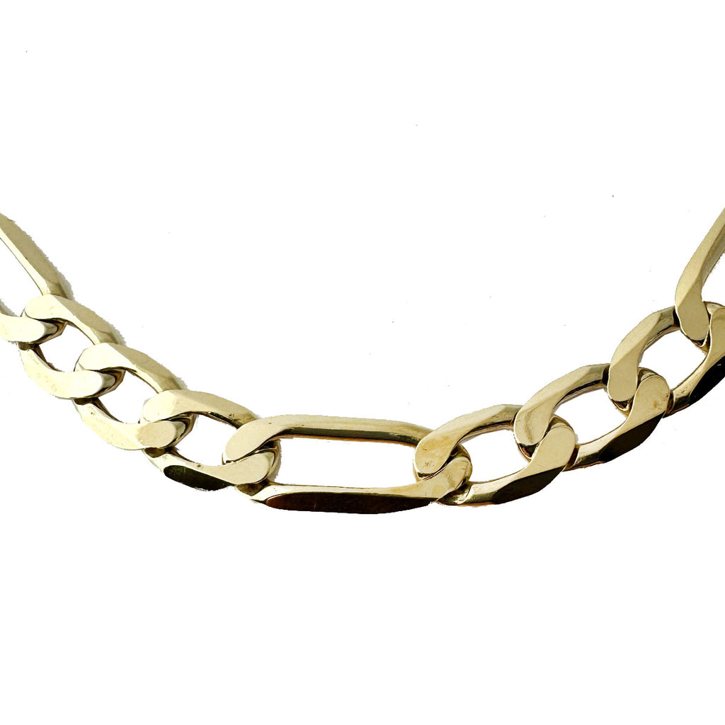 10kt Yellow Gold Solid Figaro Link Men's Bracelet 16.9 Grams