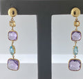 18kt Yellow Gold Amethyst, Blue Topaz And Citrine Drop Earring
