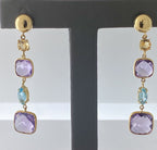 18kt Yellow Gold Amethyst, Blue Topaz And Citrine Drop Earring