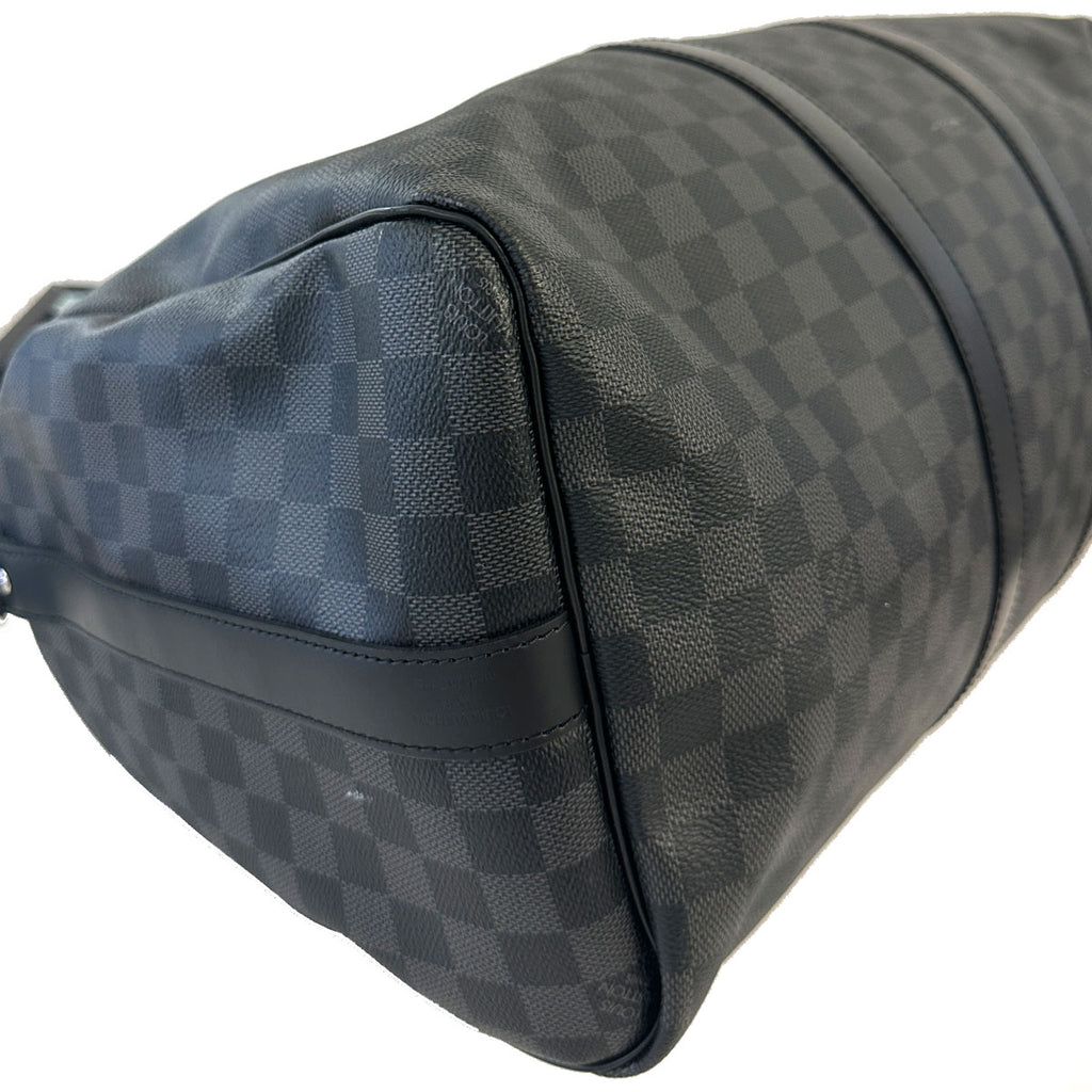 Louis Vuitton Keepall Damier graphite Bandouliere Duffle Black Canvas Bag