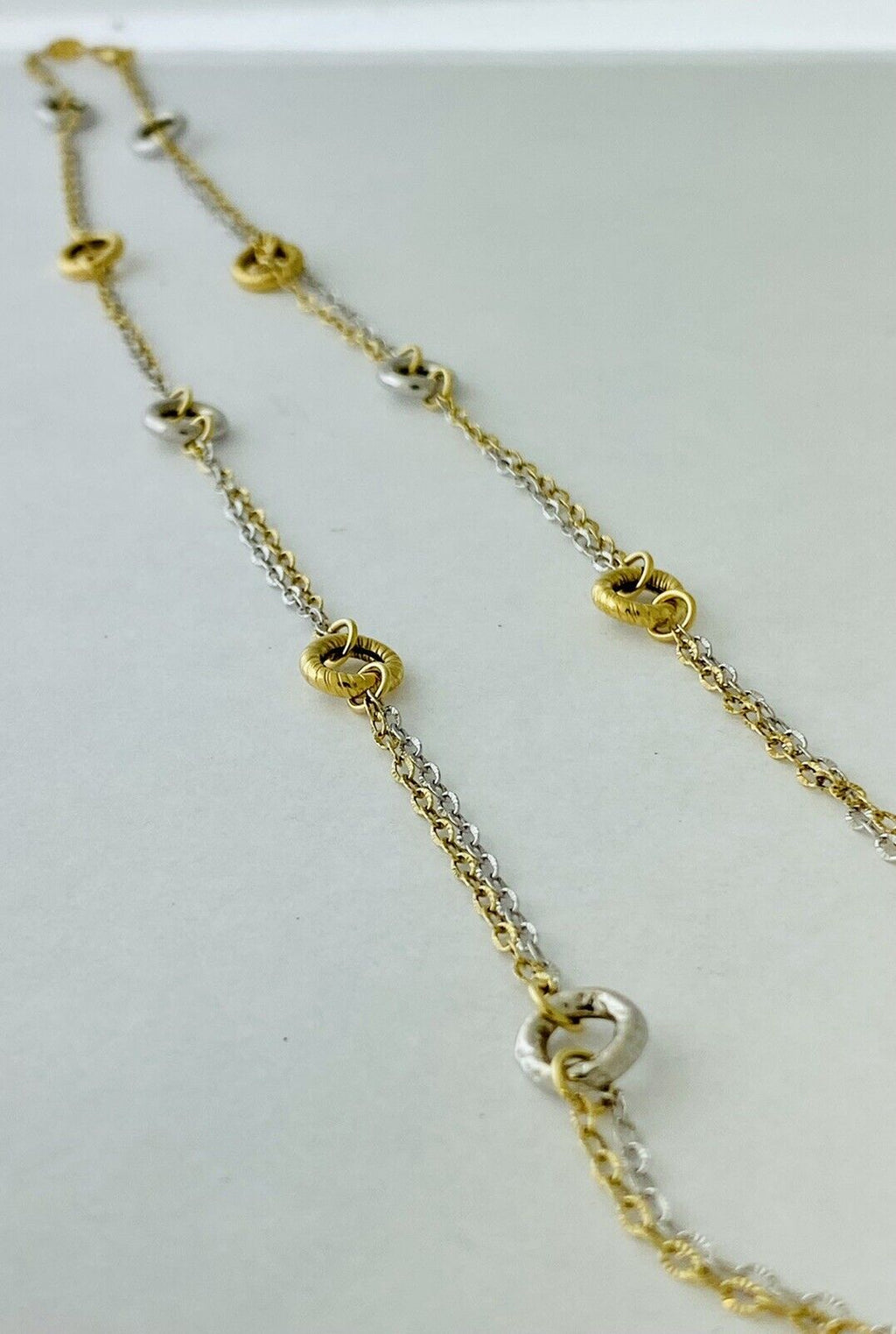 14kt Two Tone Gold Chain With Two Tone Gold Circle Stations