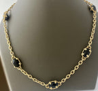 14kt Yellow Gold Open Link Necklace With Oval Onyx