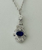 18kt White Gold Diamond & Sapphire Pendent with 14kt White Gold Chain