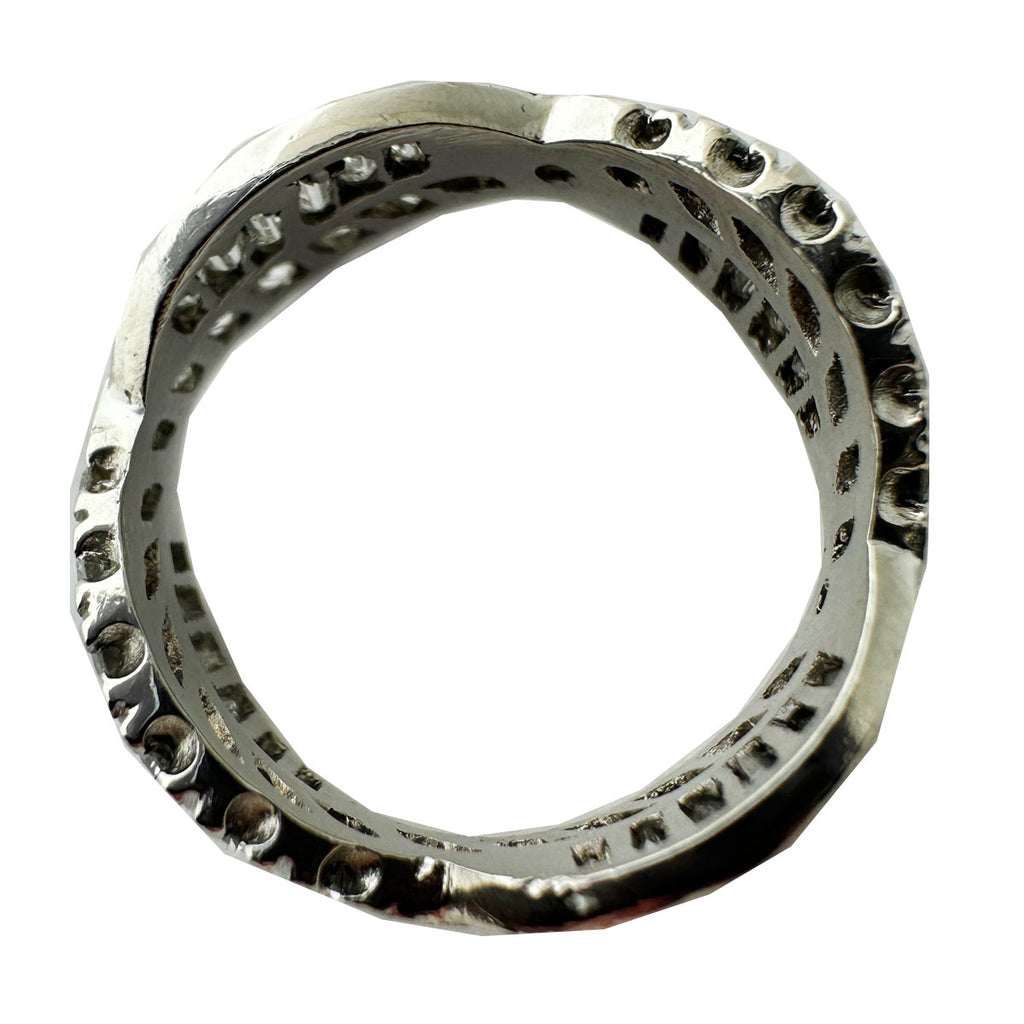 14kt White Gold Diamond Eternity Band Round Brilliant & Baguette Diamond Ring
