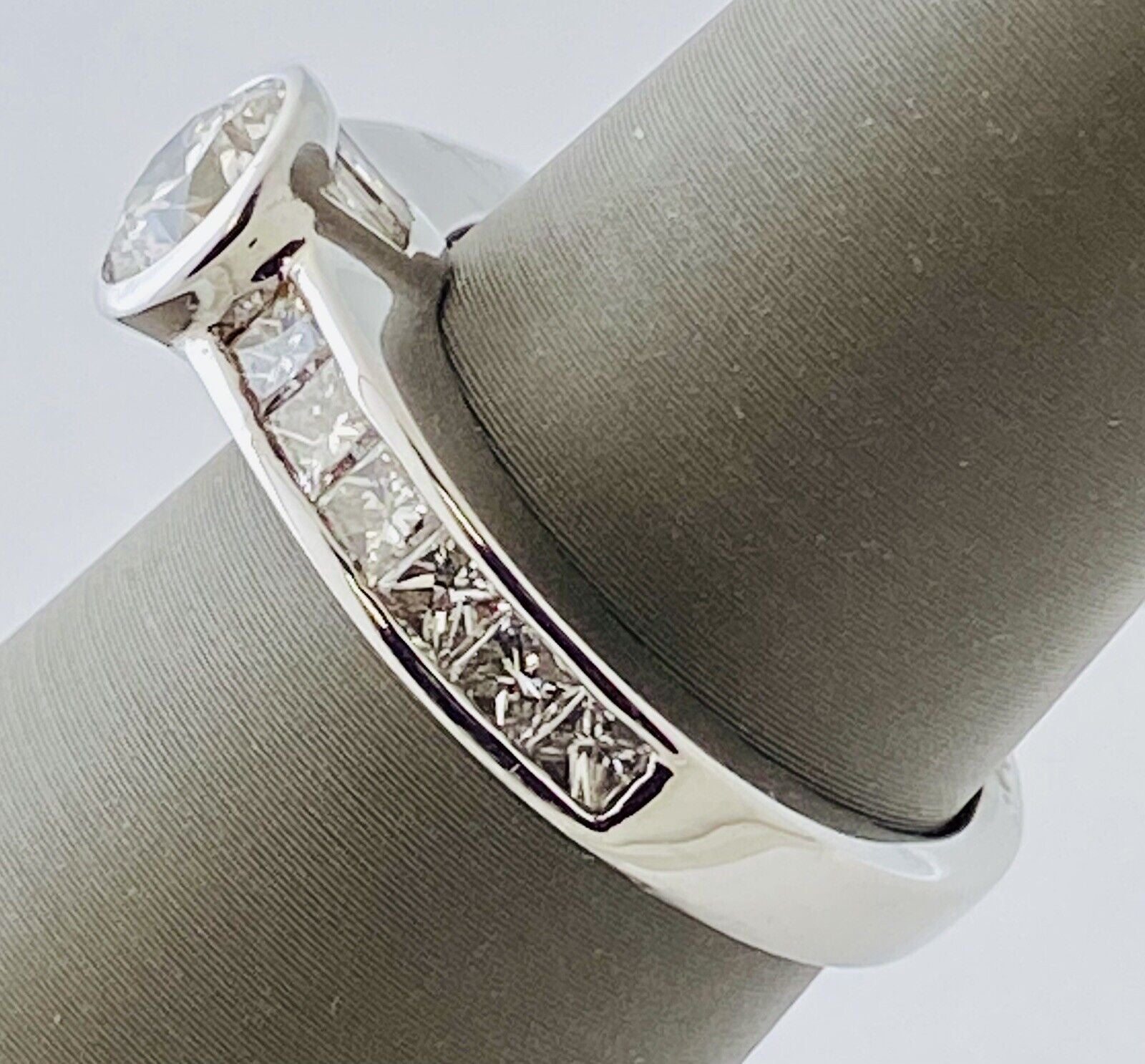 14kt White Gold European Cut Diamond Engagement Ring