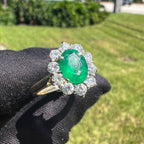 14k Yellow Gold Emerald Ring w/ Diamonds