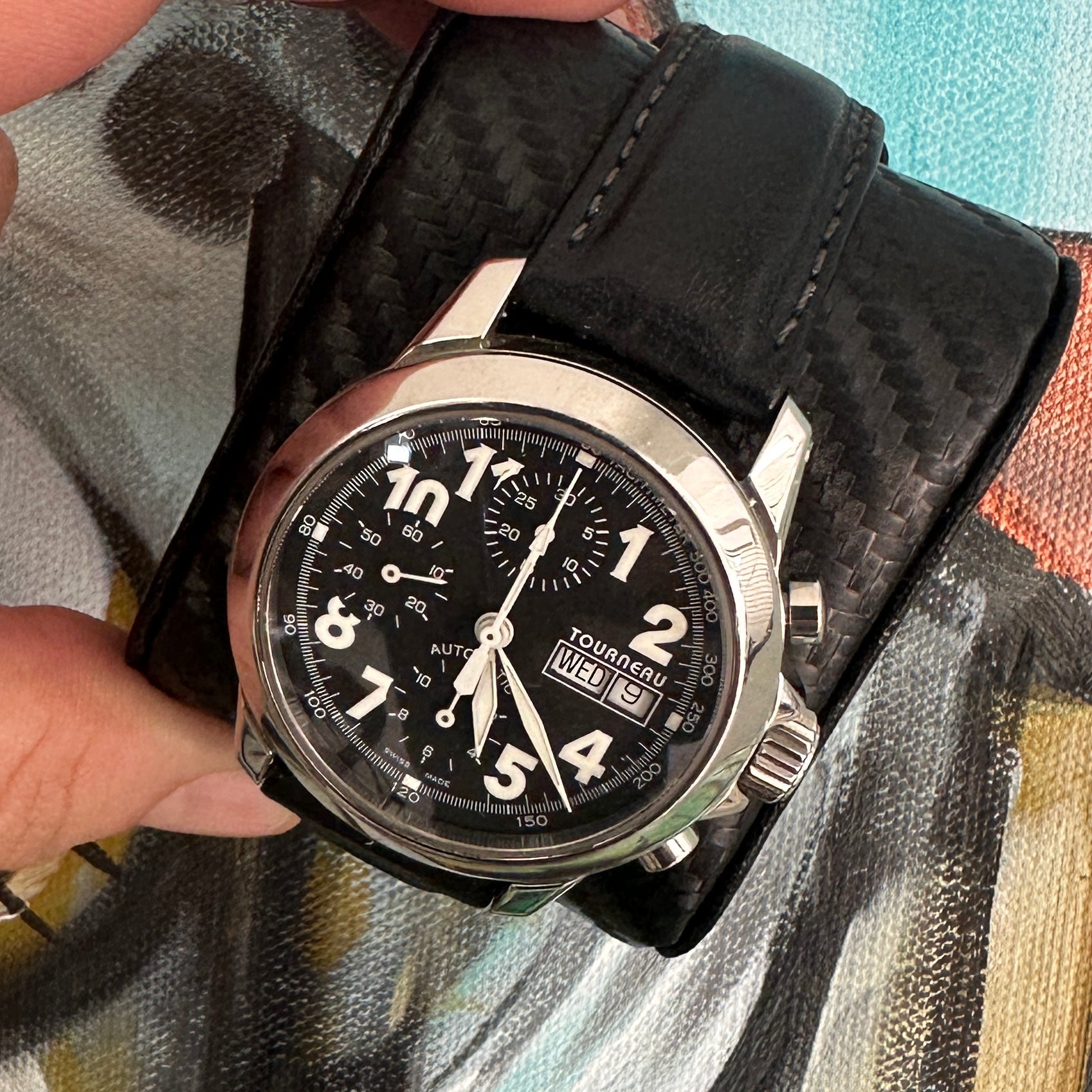 Tourneau 7750 Sportback Black Dial Chrono Automatic Stainless Steel Men's Watch