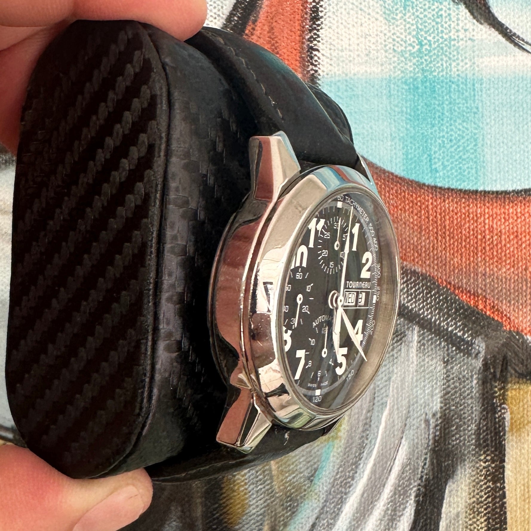 Tourneau 7750 Sportback Black Dial Chrono Automatic Stainless Steel Men's Watch