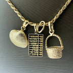 14kt Yellow Gold Rope Chain w/ 3 Pendants 15.3 Grams