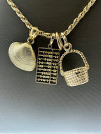 14kt Yellow Gold Rope Chain w/ 3 Pendants 15.3 Grams