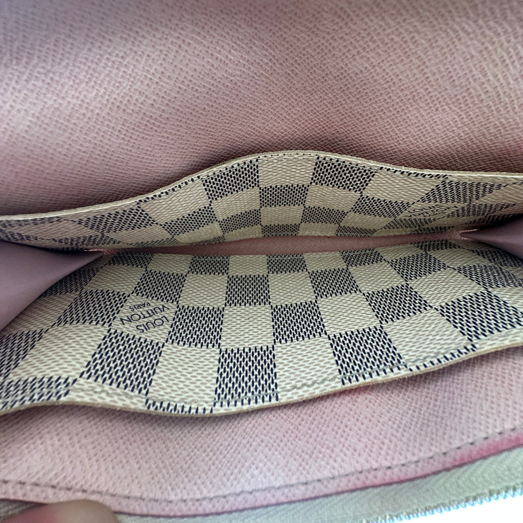 Louis Vuitton Emilie Wallet Damier Azur Canvas w/ Rose Ballerine Pink