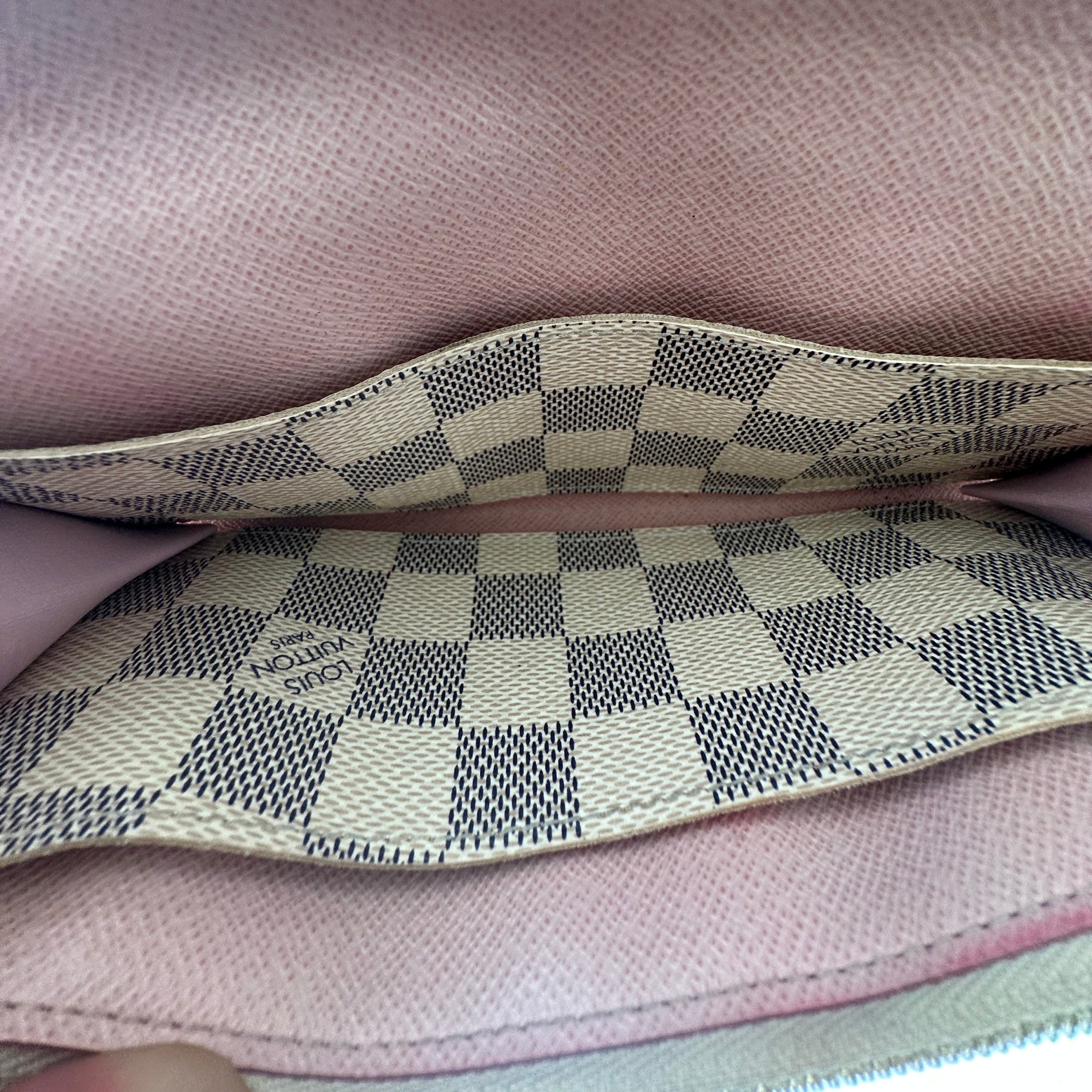 Louis Vuitton Emilie Wallet Damier Azur Canvas w/ Rose Ballerine Pink