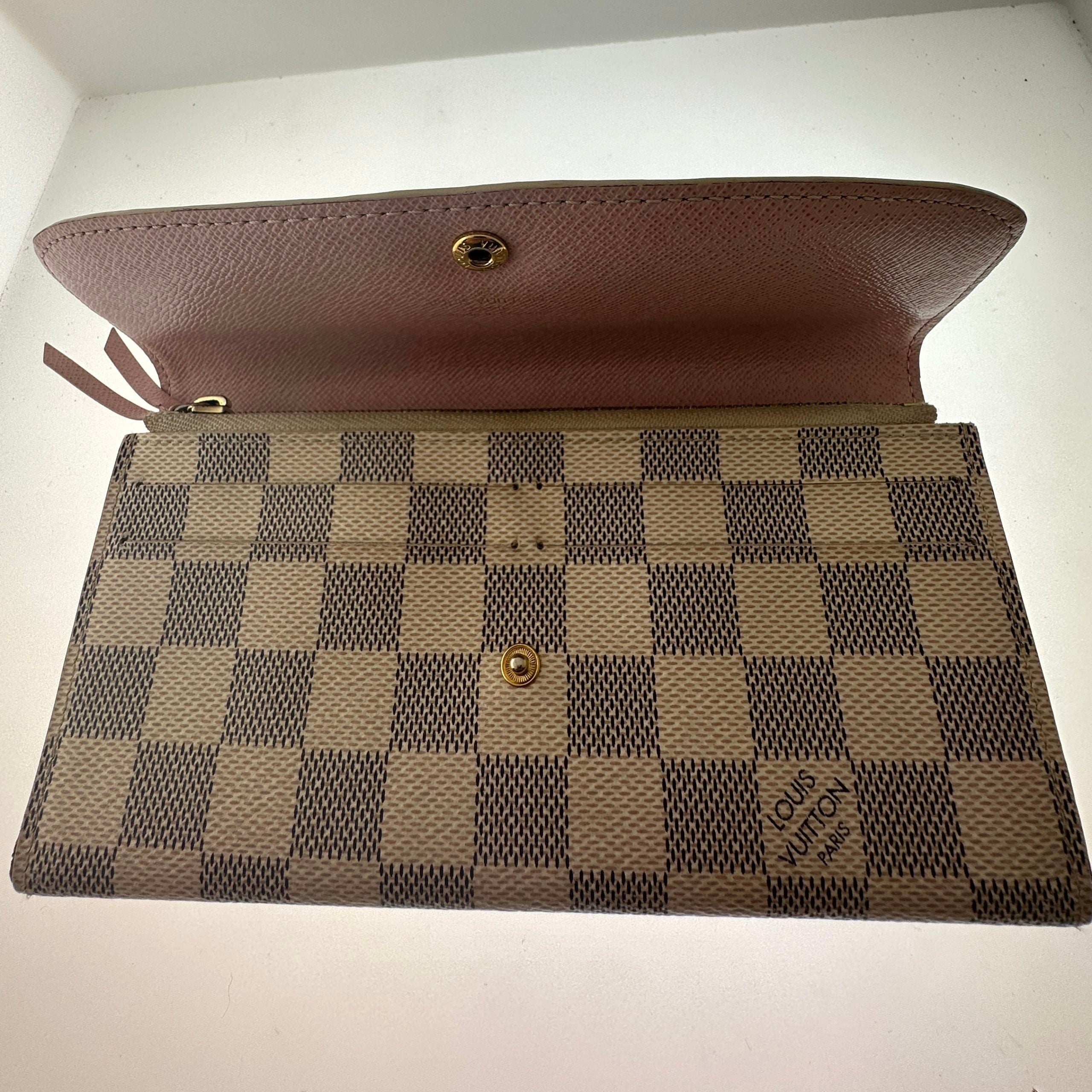 Louis Vuitton Emilie Wallet Damier Azur Canvas w/ Rose Ballerine Pink