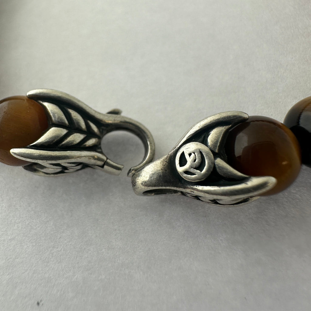 David Yurman 8mm Spiritual Beads Bracelet Sterling Silver w/ Tigers Eye 8.5"