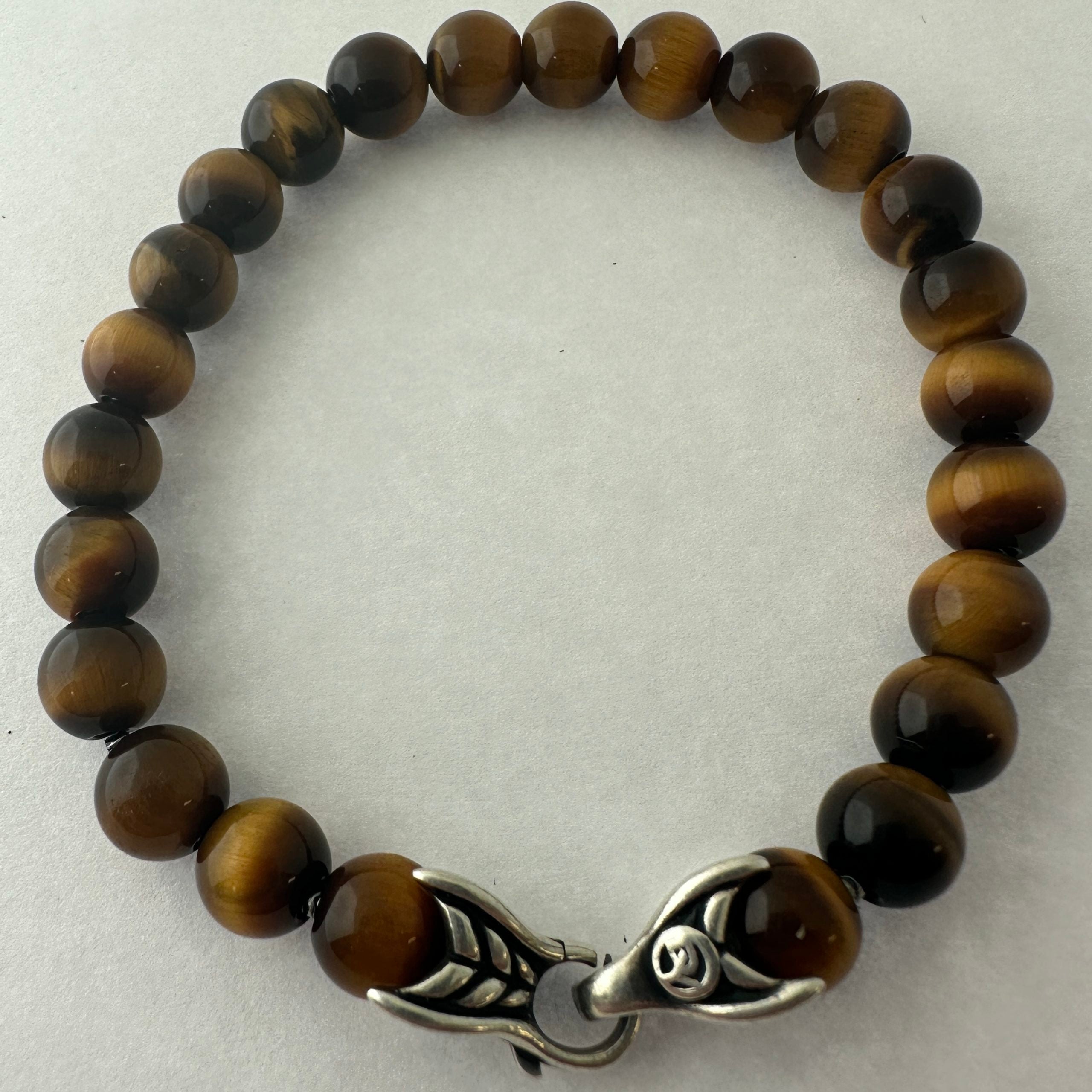 David Yurman 8mm Spiritual Beads Bracelet Sterling Silver w/ Tigers Eye 8.5"