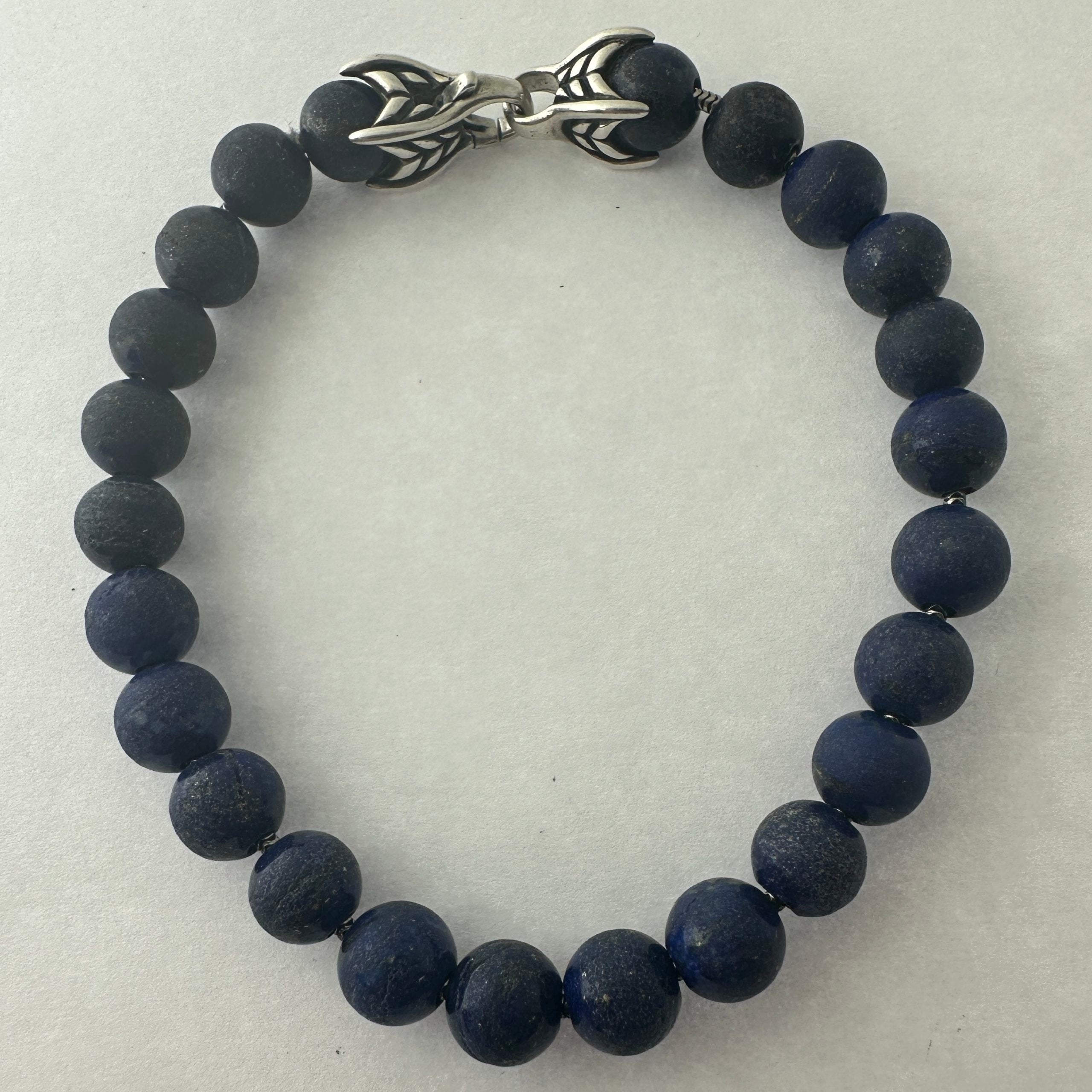David Yurman 8mm Spiritual Beads Bracelet Sterling Silver w/ Lapis Lazuli 8.5"