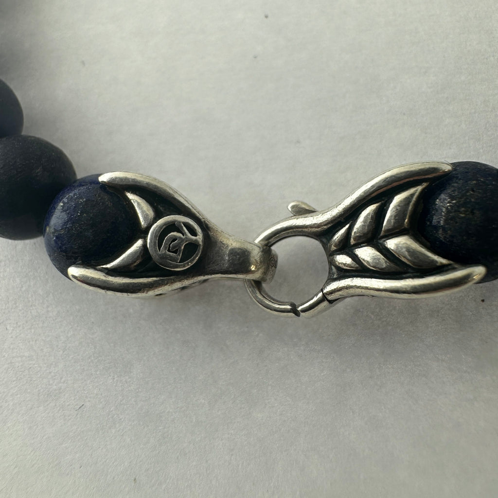 David Yurman 8mm Spiritual Beads Bracelet Sterling Silver w/ Lapis Lazuli 8.5"