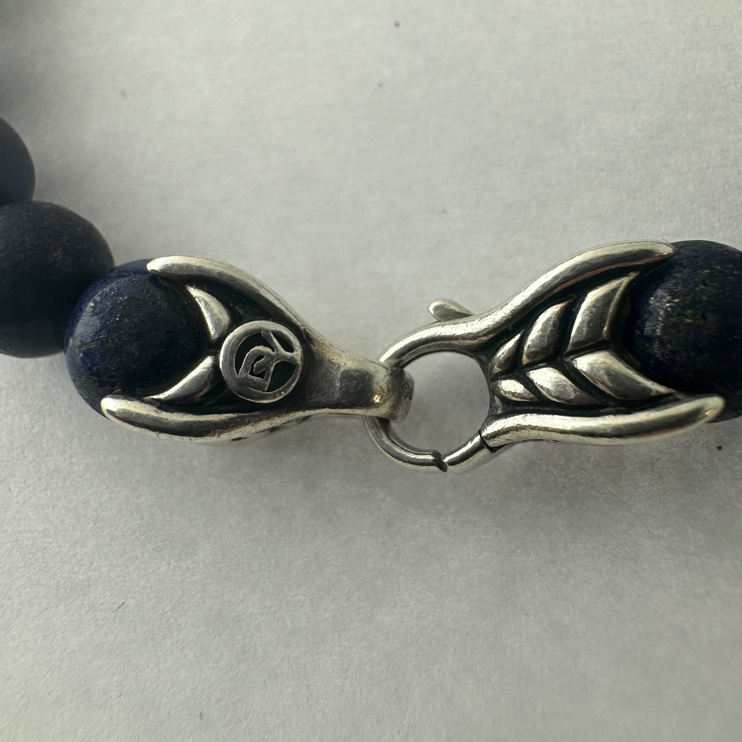 David Yurman 8mm Spiritual Beads Bracelet Sterling Silver w/ Lapis Lazuli 8.5"