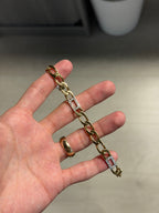 18k Yellow Gold 7mm Diamond Station Cuban Chain Bracelet