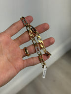 18k Yellow Gold 7mm Diamond Station Cuban Chain Bracelet