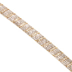 10kt Yellow Gold , Round and Baguette Diamond Station Bracelet