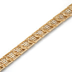 10kt Yellow Gold , Round and Baguette Diamond Station Bracelet