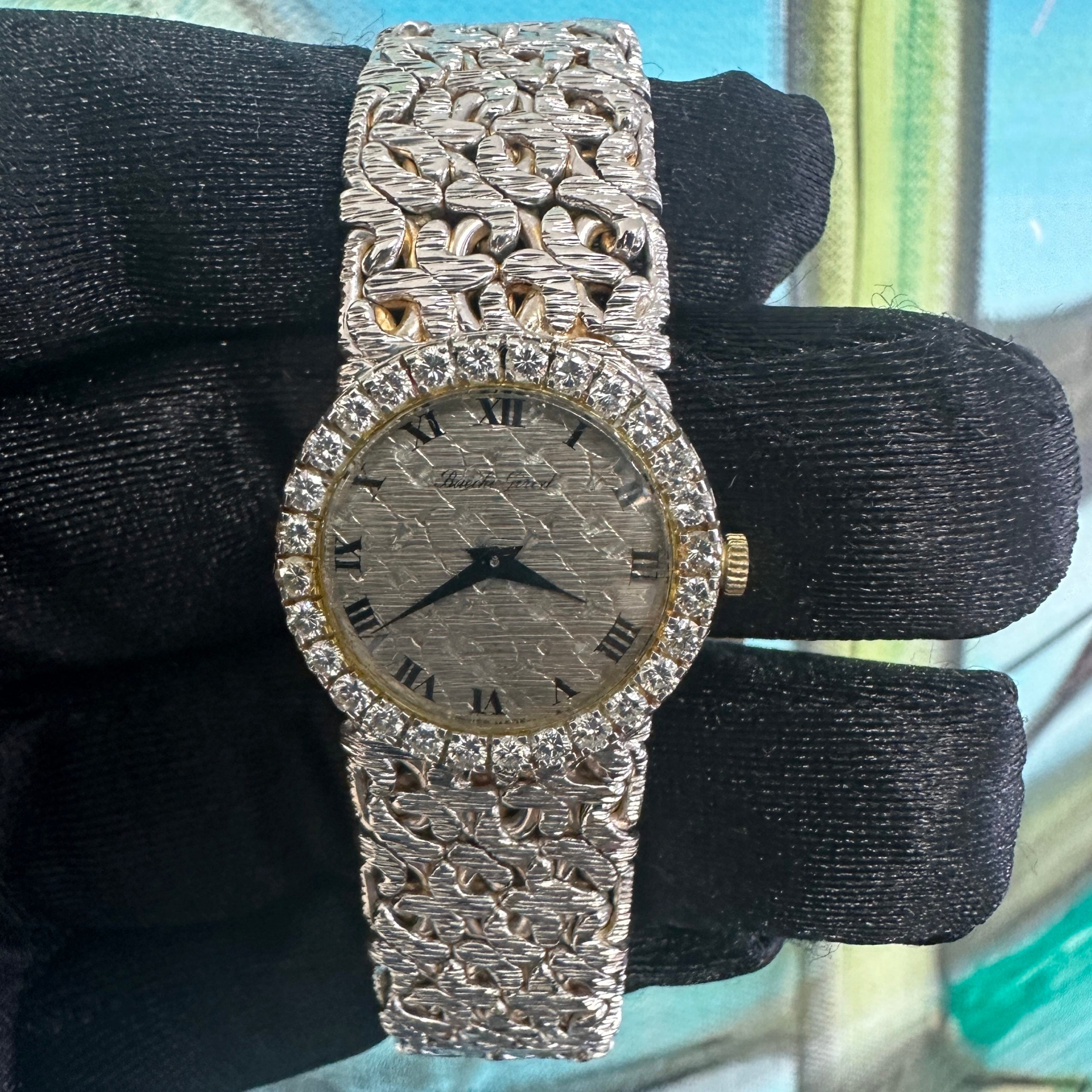 Bueche Girod 18k White Gold Ladies Watch w/ Diamond Bezel
