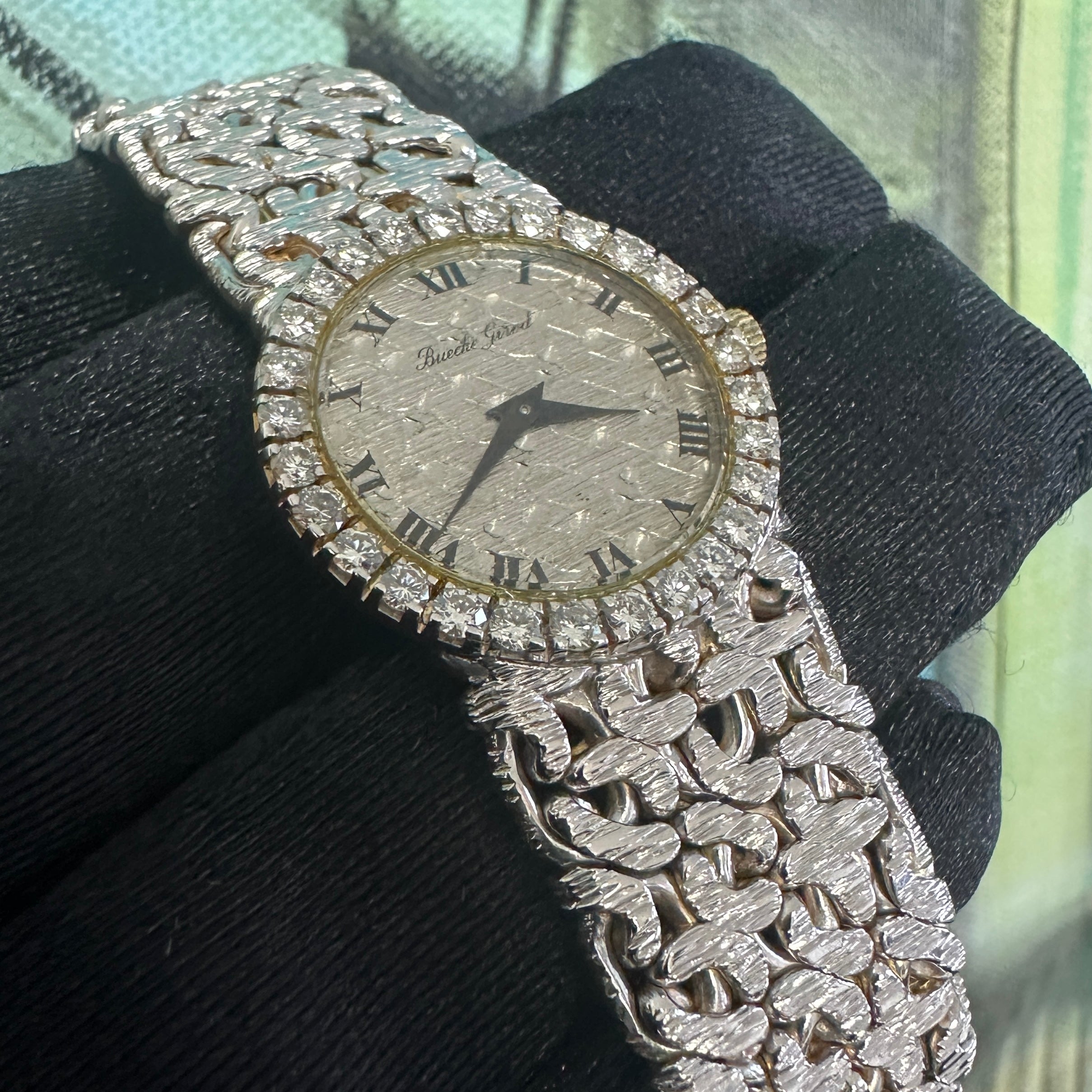 Bueche Girod 18k White Gold Ladies Watch w/ Diamond Bezel