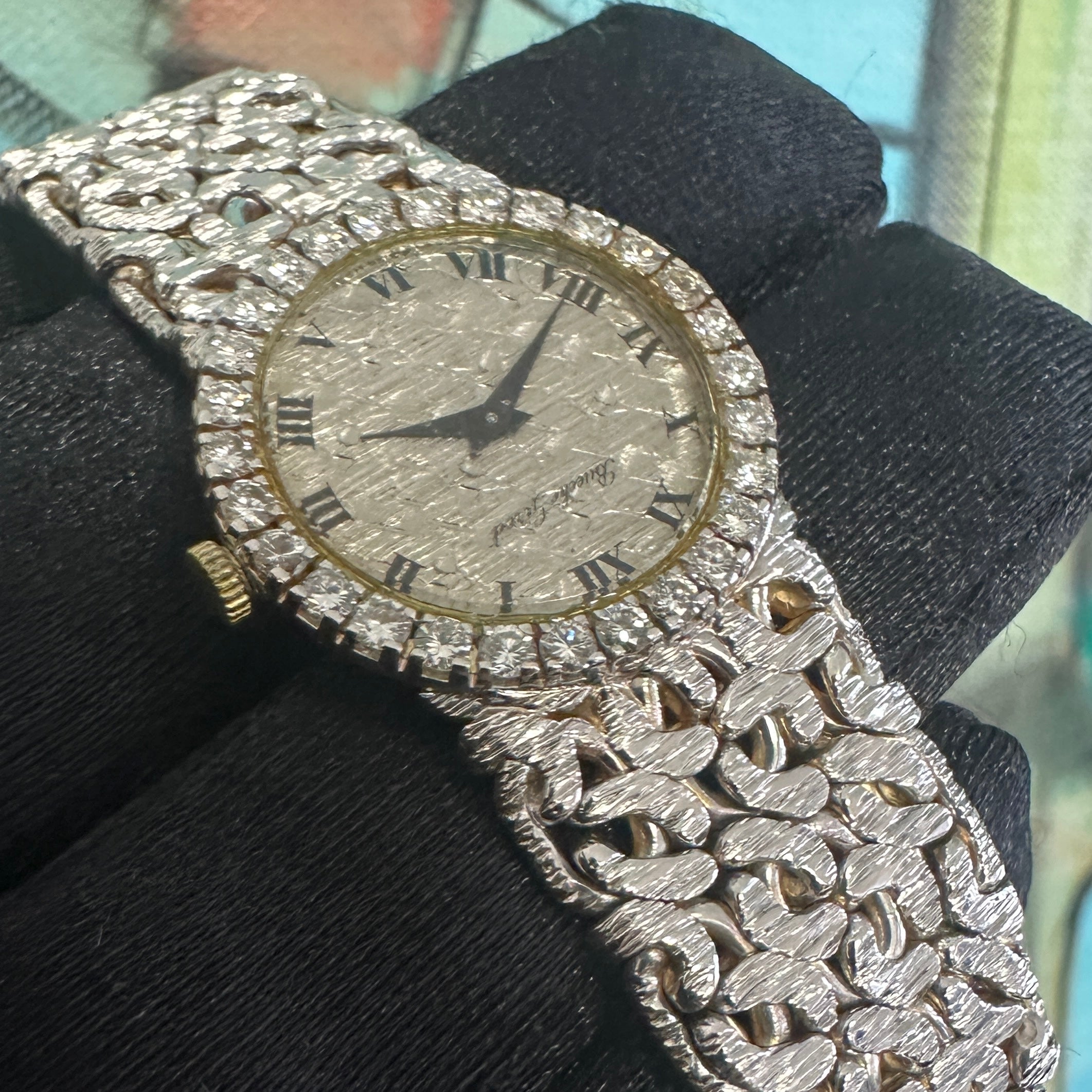 Bueche Girod 18k White Gold Ladies Watch w/ Diamond Bezel