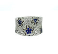 18k White Gold Diamond and Sapphire Star Pave Cocktail Ring Approx.1.30ctw