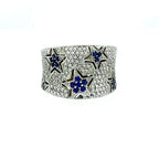 18k White Gold Diamond and Sapphire Star Pave Cocktail Ring Approx.1.30ctw