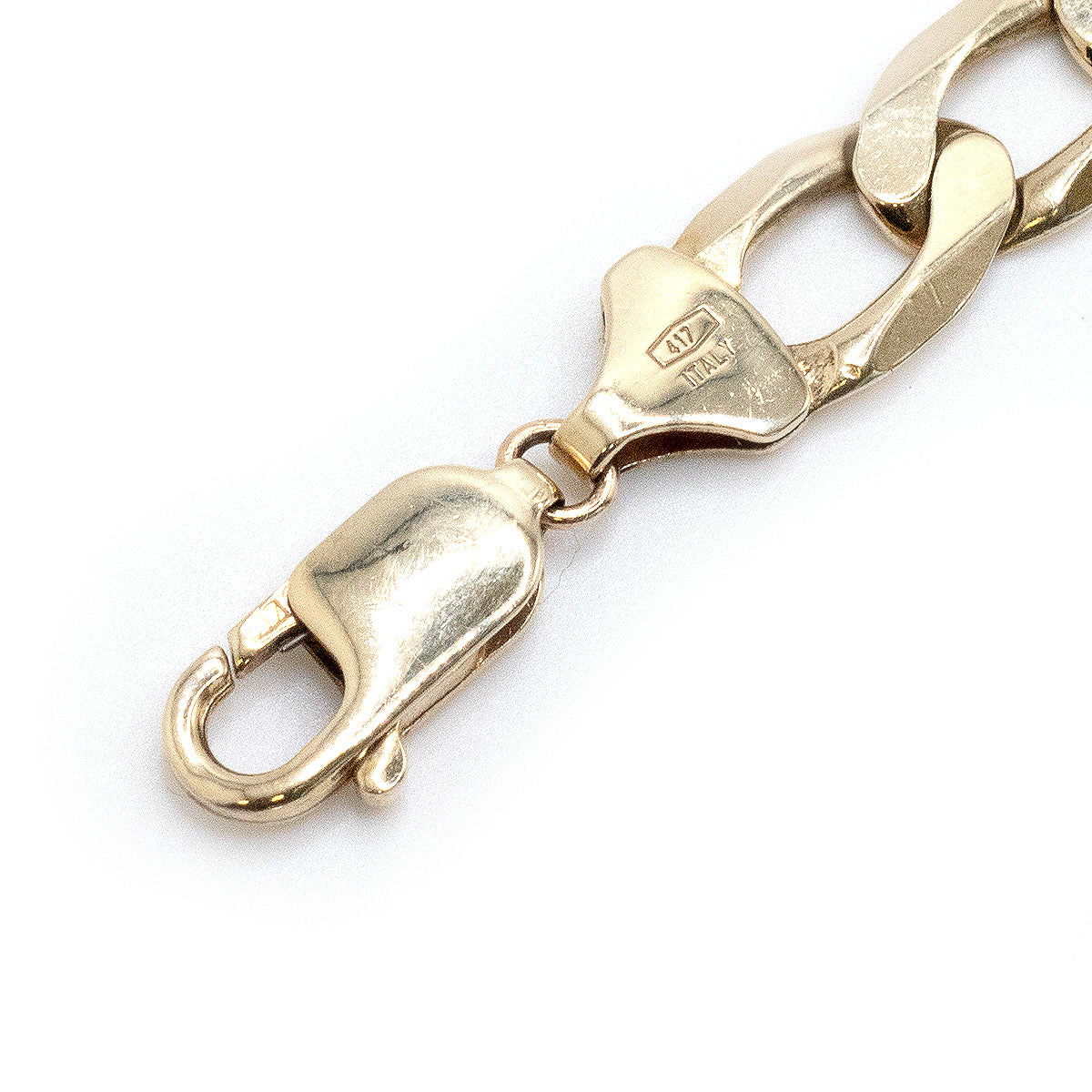 10kt Yellow Gold Solid Figaro Link Men's Bracelet 16.9 Grams