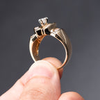 14k Yellow Gold Marquise & Baguette Diamond Wide Antique Ring