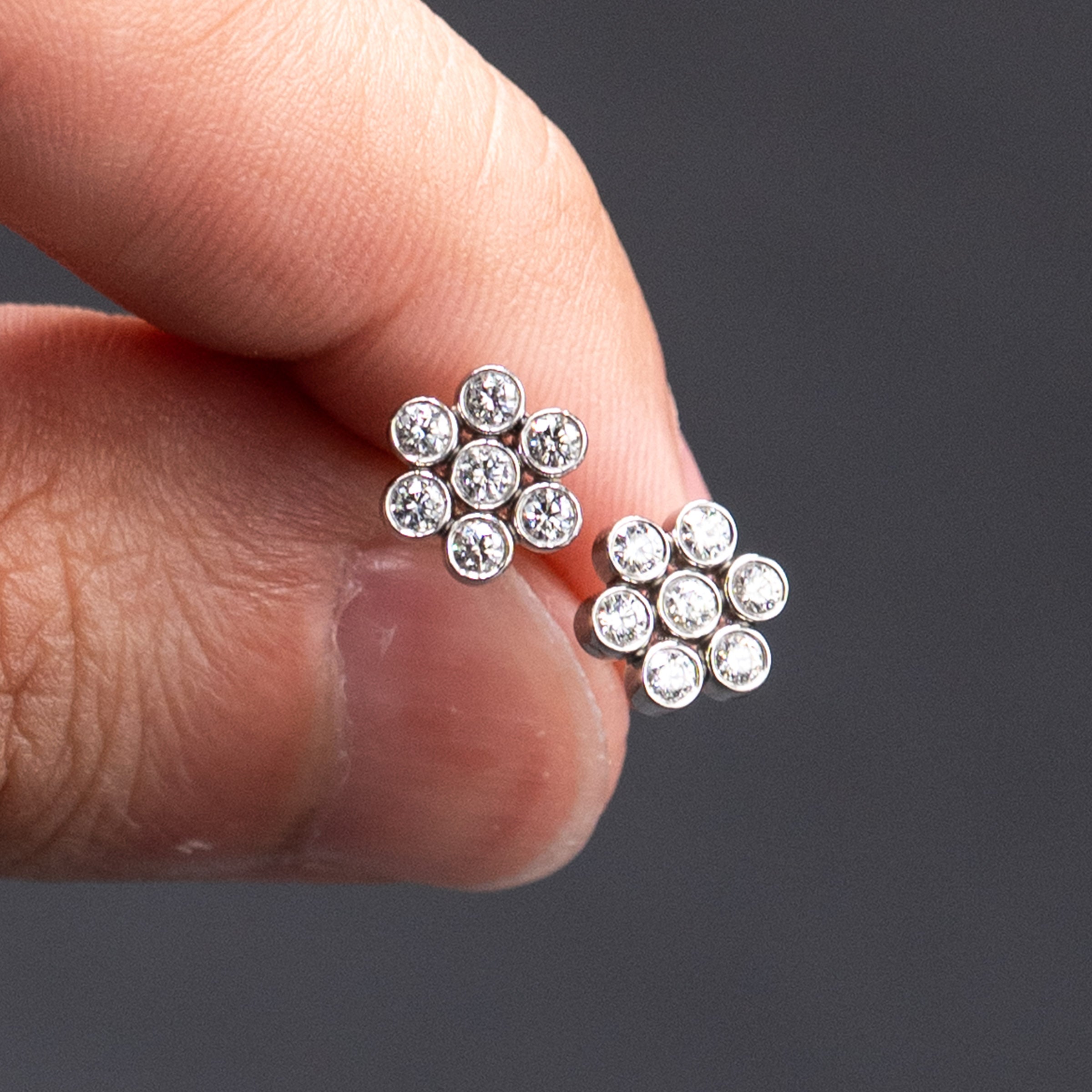 Tiffany & Co. Platinum Flower Diamond Stud Earrings