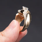 14k Yellow Gold Marquise & Baguette Diamond Wide Antique Ring