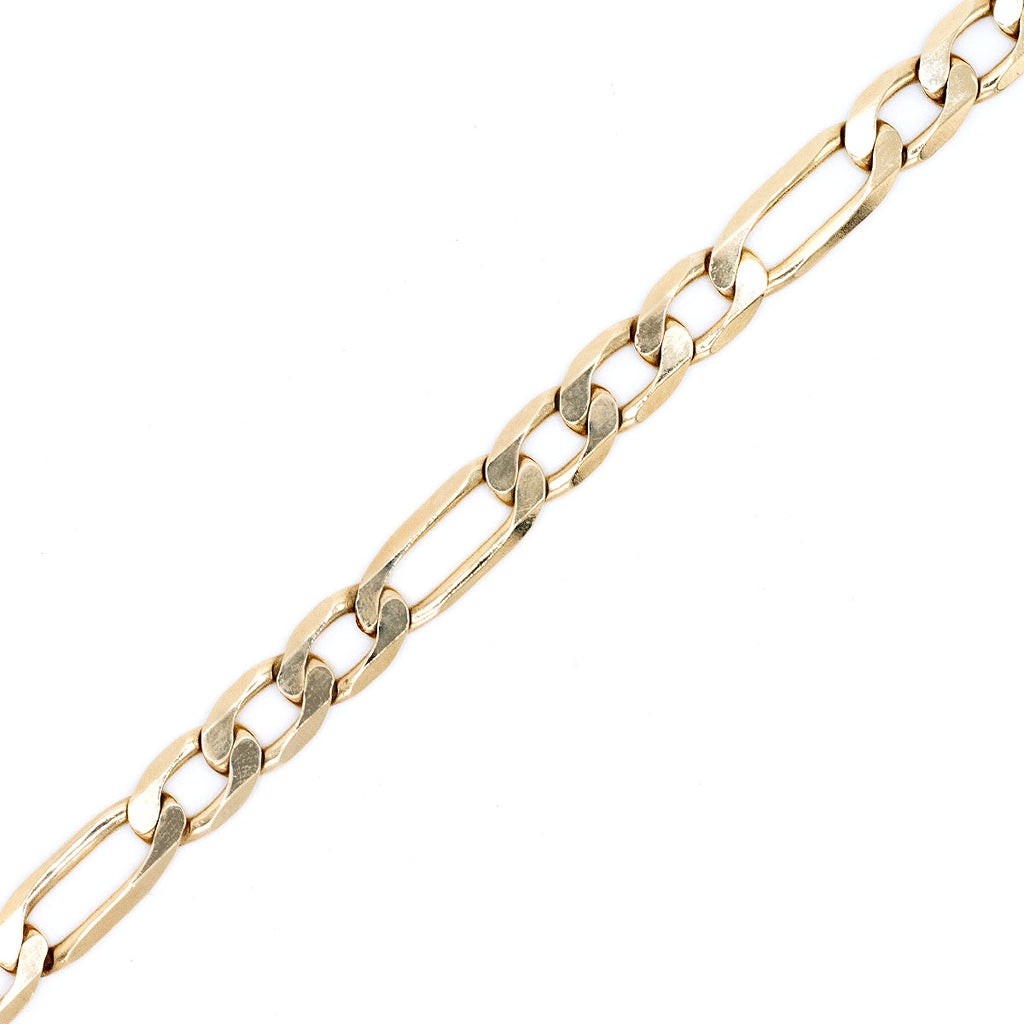 10kt Yellow Gold Solid Figaro Link Men's Bracelet 16.9 Grams
