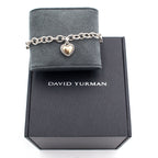 David Yurman Sterling Silver Heart Charm Link Bracelet