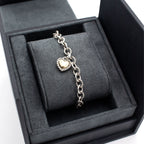 David Yurman Sterling Silver Heart Charm Link Bracelet