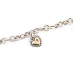 David Yurman Sterling Silver Heart Charm Link Bracelet
