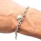 David Yurman Sterling Silver Heart Charm Link Bracelet
