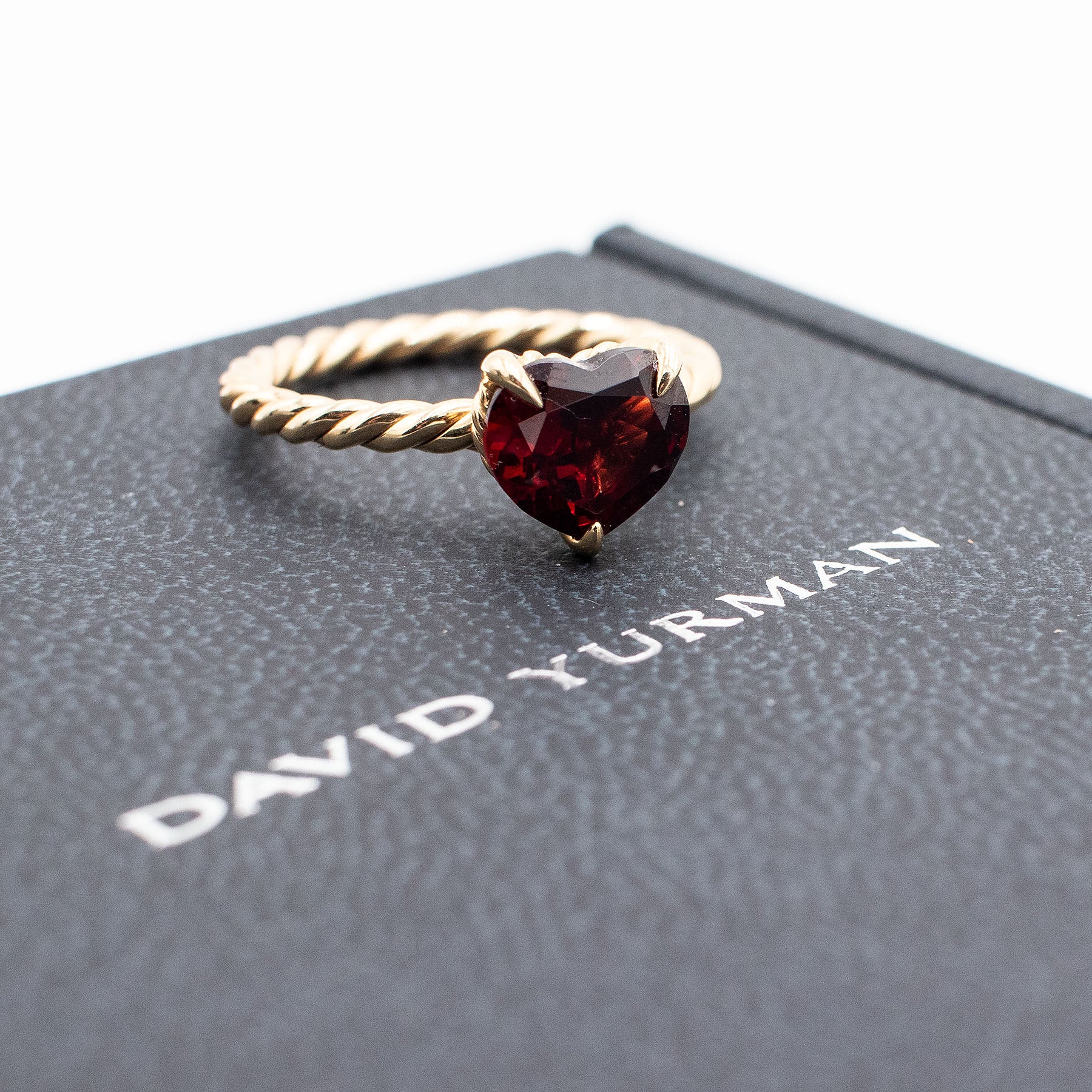 David Yurman Yellow Gold Red Heart Gemstone Ring