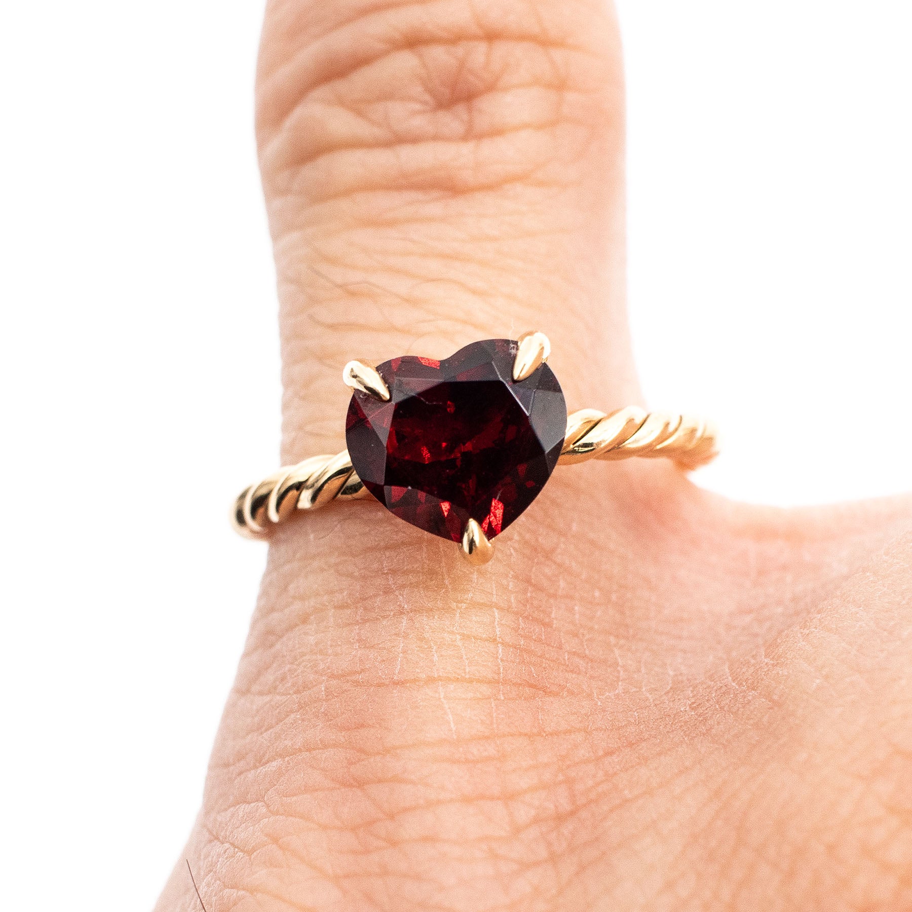 David Yurman Yellow Gold Red Heart Gemstone Ring