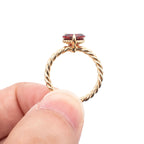 David Yurman Yellow Gold Red Heart Gemstone Ring