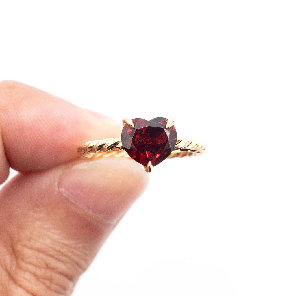 David Yurman Yellow Gold Red Heart Gemstone Ring