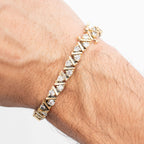 14k Yellow Gold 5ctw Diamond Vintage Zig Zag Link Bracelet