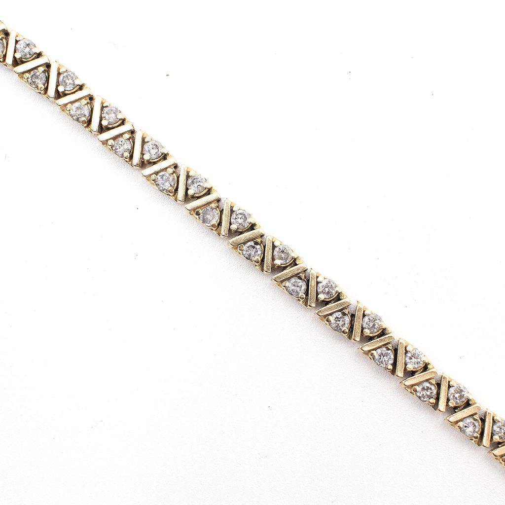 14k Yellow Gold 5ctw Diamond Vintage Zig Zag Link Bracelet