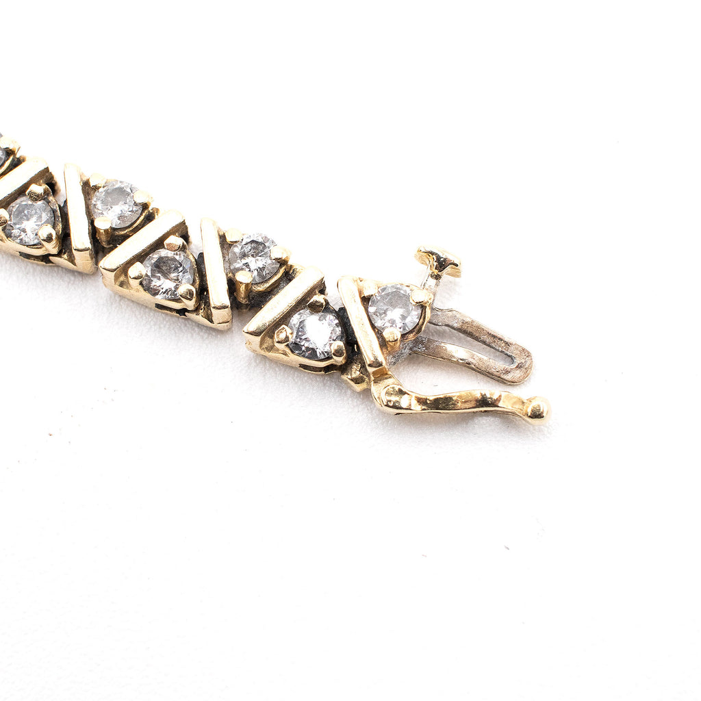 14k Yellow Gold 5ctw Diamond Vintage Zig Zag Link Bracelet