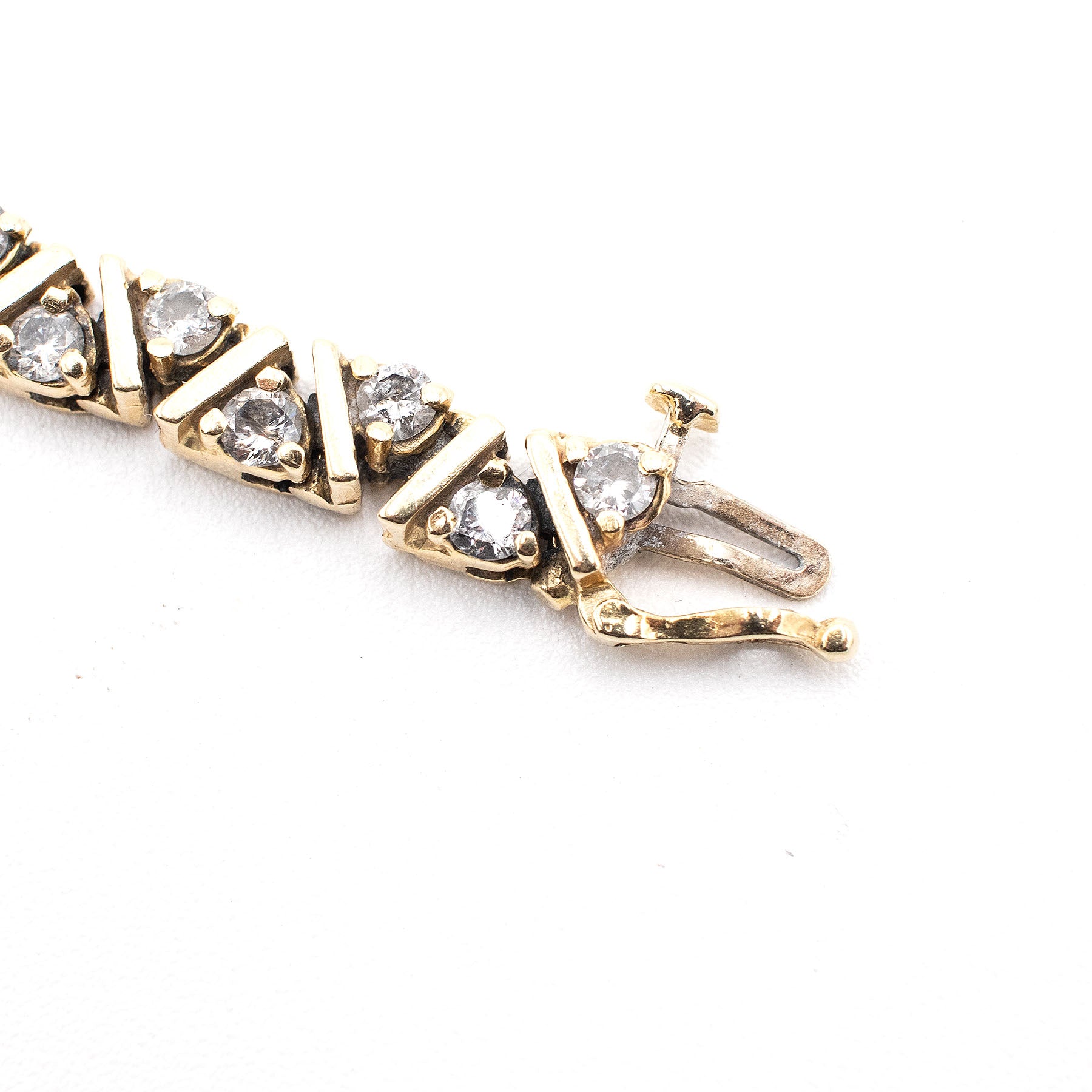 14k Yellow Gold 5ctw Diamond Vintage Zig Zag Link Bracelet