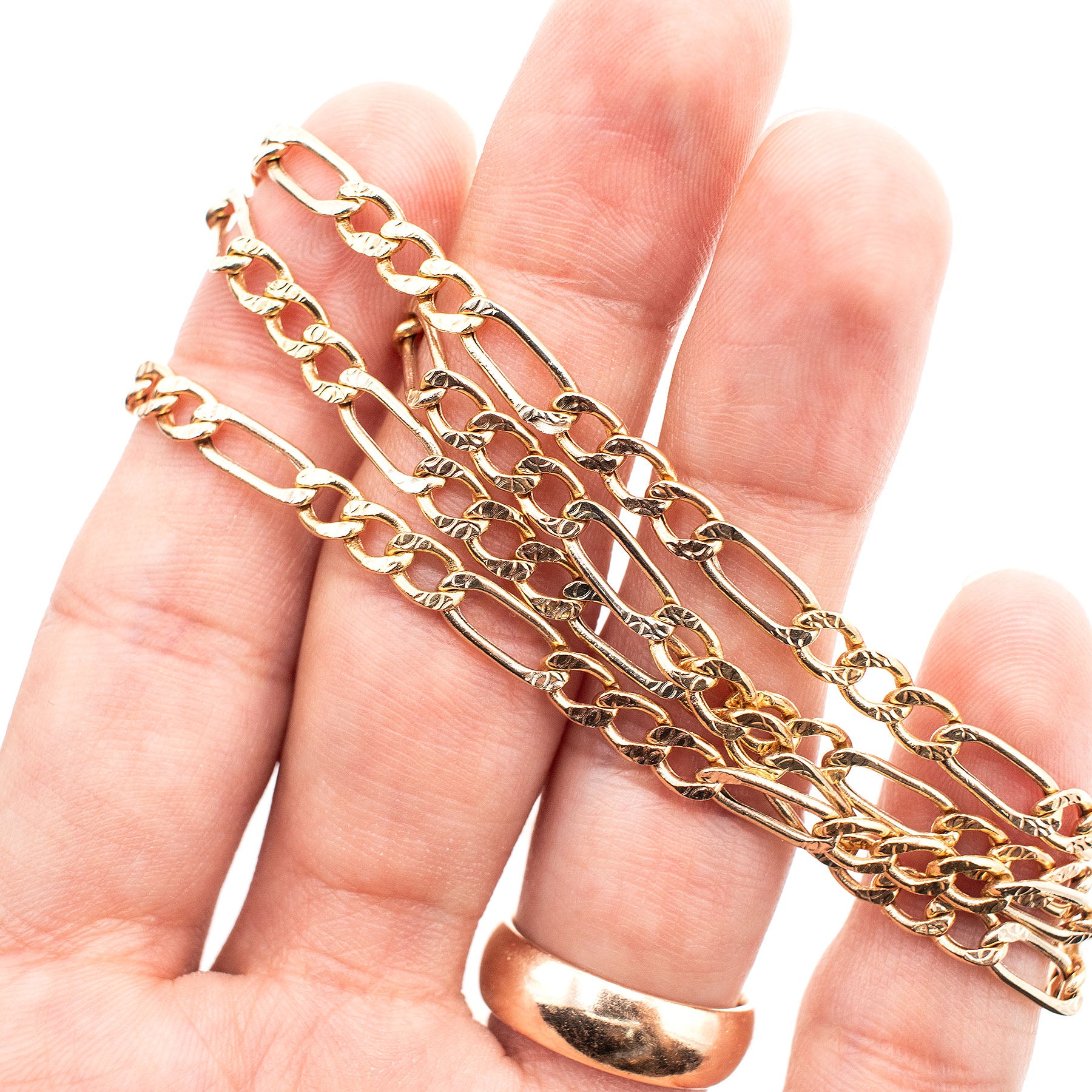 14k Yellow Gold 21 Inch Figaro Link Chain Necklace